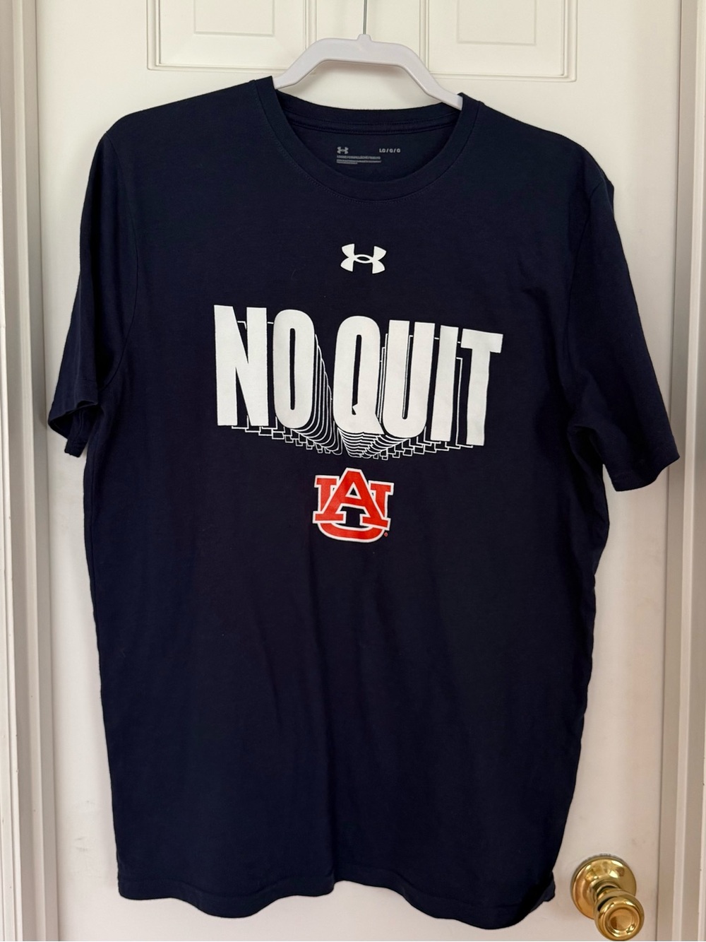 LG Navy Short-Sleeve 'NO QUIT' Graphic Tee with Orange Auburn Logo